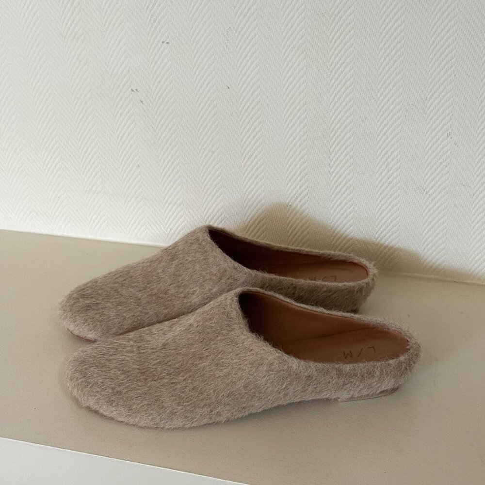SOLD Lauren Manoongian Wool + Leather Slides - Picture 2 of 6